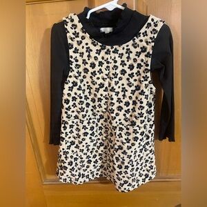 Floral Corduroy Dress with Black Long Sleeve